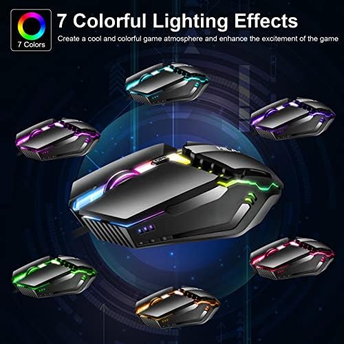 Mouse do Mouse de AtraSee Gaming, LED ratos de computador PC USB para laptop com 3 DPI ajustável, 7 cores RGB LitLit, mouse