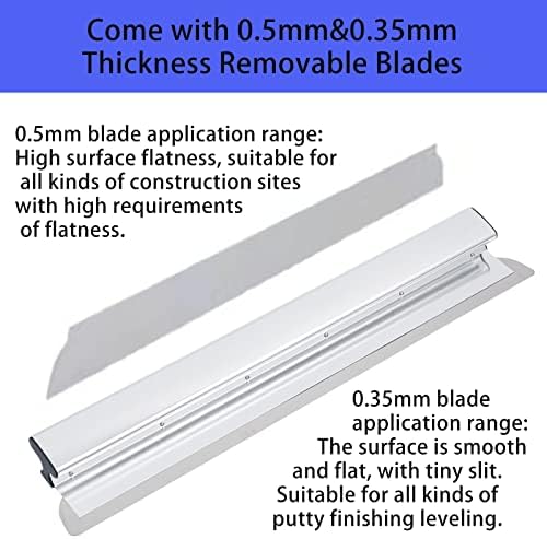 BxGTech Drywall Tools Skimming Blade com alça de extensão - 12 , 22 e 32 Lâminas extrudadas alumínio 301 Ferramentas de construção de aço inoxidável Caps finais, placa de parede com 0,5 mm e 0,35 mm de espessura