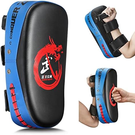 Flexzion Muay Thai Pads - Blue Curved Kick Pad para Muay Thai Thai Kickboxing Misto Martial Arts Karatê e Taekwondo - Padrões