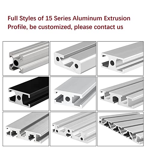 Mssoomm 4 pacote 1515 Comprimento do perfil de extrusão de alumínio 17,72 polegadas / 450mm preto, 15 x 15mm 15 séries T tipo T-slot