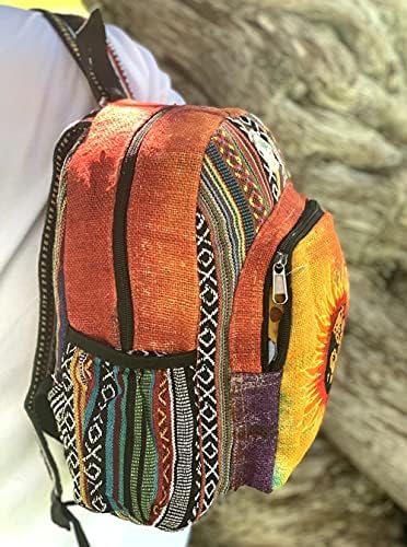 Himalaia, Design exclusivo Himalaia Hemp Mochila Pequena mochila Festival Hippie Backpack Backpack Caminhada e tablet Backpack Fair Trade Made com Love, Rainbow Tie Dye, HBBH-0149