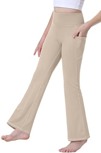 Calças de cintura alta da Garota de Iuga Flusa Leggings com bolsos Leggings de dança de ioga para meninas calças de corrida