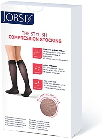 Jobst UltraSheer compressão meias, 20-30 mmhg, joelho de altura, banda de softfit, dedo do pé fechado