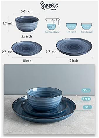 Sweese 194.002 Porcelana Round Dinarware Conjunto, 18 peças, serviço para 6, cores variadas a quente