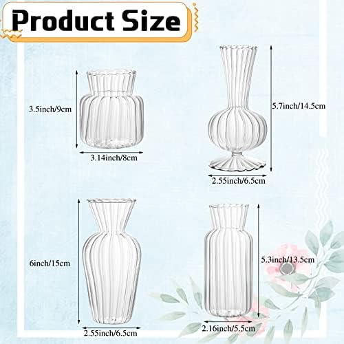 Modern clear brot bud vaso a granel Conjunto de vasos pequenos vasos de brota geométrica vasos estreitos vaso de flor de pescoço