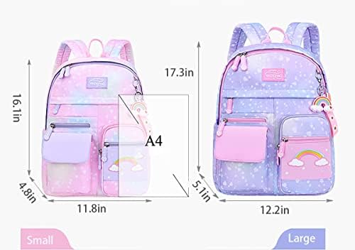 Mochila Heryuuk para Girls School Schoolbag Sagra Mulheres Casual Daypack para Viajar com Bolsas Lateis de Botões Estrela Purple