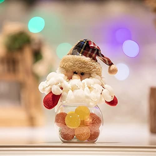 Christmas Candy Jar Crianças Presente Santa Boneco de neve Ornamento Caixa de armazenamento Clear plástico novidade Jarros de biscoito