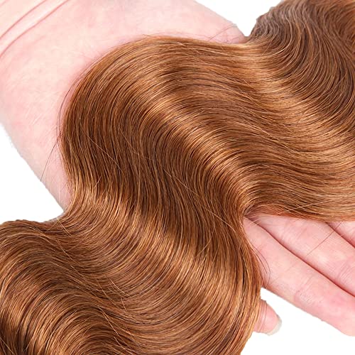 30 Bundles marrons onda corporal onda de cabelo humano Pacotes brasileiros Bundles marrons claros Terra de cabelo 3 feixes
