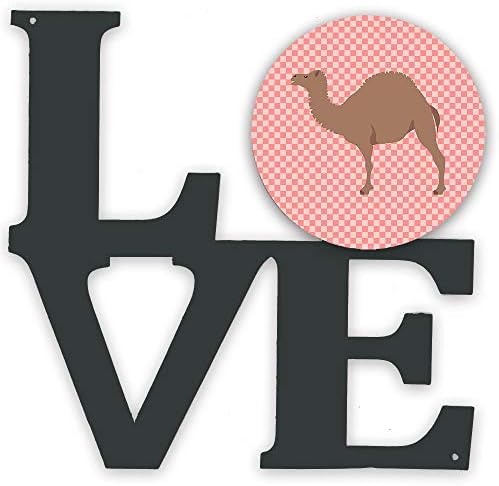 Tesouros de Caroline BB7819WALV F1 Hybrid Camel Pink Check Metal Wall Artwork Love,