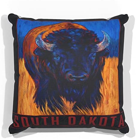 LONE LONE BISON LONE Dakota do Sul Pillow para sofá ou sofá em casa e escritório da pintura a óleo do artista Kari Lehr 18 x