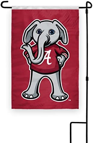Alabama University Tide Crimson Big Al Mascot Garden Bandeiras - Poliéster de malha impressa de 12x18 polegadas de dupla face de malha