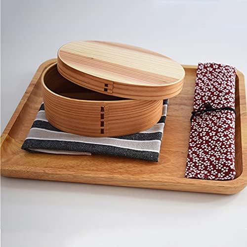 LKYBOA 2PCS Caixa de sushi da caixa de almoço de madeira Bento Caixa de alimentos portátil para aluno