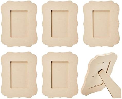 Juvale 6-Pack inacabado Quadros de imagem de madeira, contém fotos de 4x6 polegadas, moldura de madeira para artesanato
