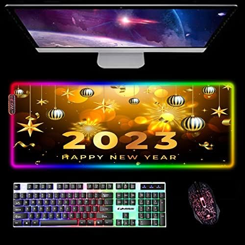 Almofadas de mouse LED RGB 2023 Feliz Ano Novo Mouse Pad Grande teclado TACK ACESSÓRIOS DE JAMING ACESSORES DE COMPULAR