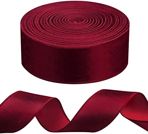 Willbond 50 metros de 2,5 polegadas de natal Velvet Red Fable Fabric Decorative Ribbon embrulhe