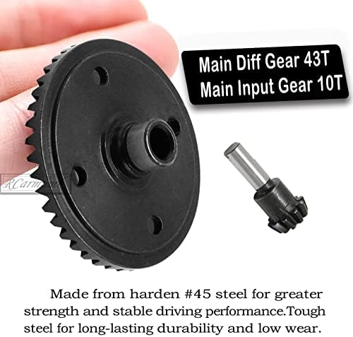 RCARMUMB PRINCIPAL DIF DIF ENGRENAGEM 43T E PRINCIPAL DE ENGRENAGEM PRINCIPAL A UPGRADES DE 10T PARTE PARA ARRMA 1/8 KRATON/NOTORIAL/PACTO/TALION