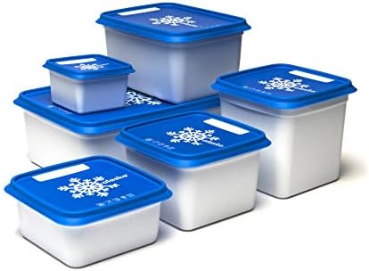 Amuse Alaska Square/Retangular Freezer Contêiner Conjunto, branco/azul, 3 x 500 ml