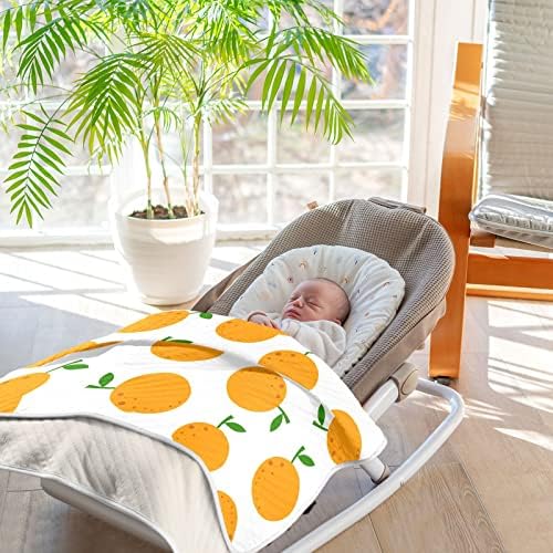 Arranco de laranjas de caretas de cobertor Swaddle para bebês, recebendo cobertor, cobertor leve e macio para berço,