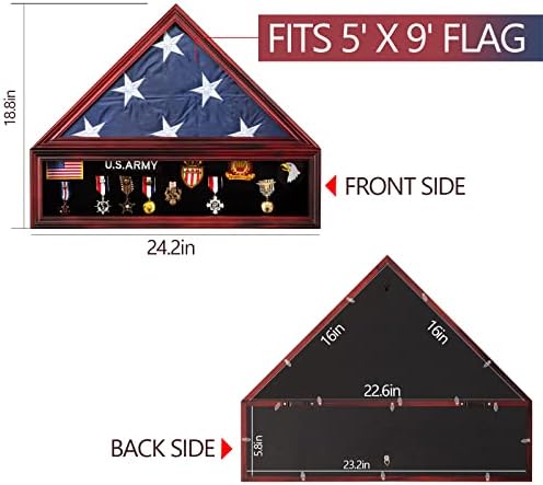 Tieqe grande caixa de sombra militar caixa de madeira sólida bandeira de bandeira de bandeira para a bandeira veterana Americana