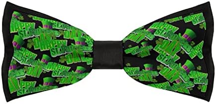 Weedkeycat Irish Clover feliz dia de São Patrício Shamrock gravata engraçada gravata pré-amarrada laço formal laço ajustável impresso para homens