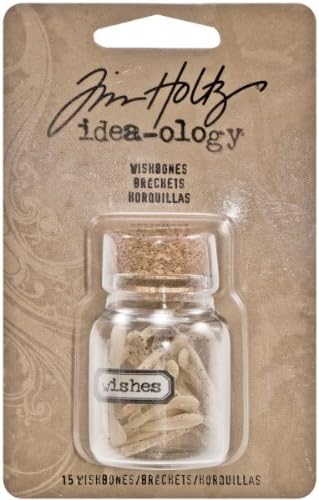Wishbones de resina por Tim Holtz Idea-SOOLOGIA, 1 x 5/8 polegadas, 15 em frasco de cortiça, Th93071