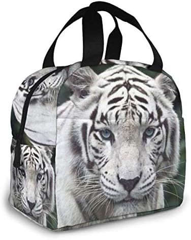 bolsa de almoço de tigre branca para mulheres para meninas crianças isoladas bolsa de piquenique térmica Tote Bento