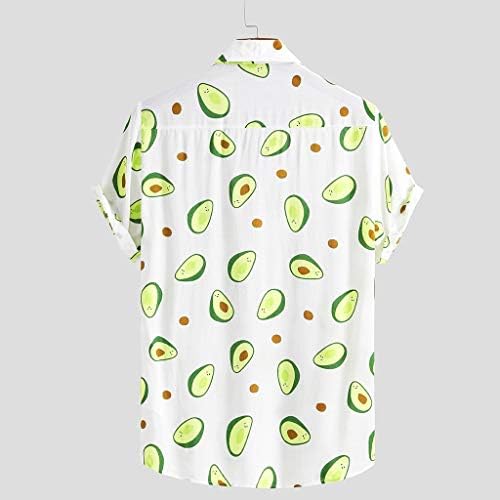 Xxbr camisas havaianas casuais para homens, verão de manga curta para baixo camisa de frutas engraçadas estampas de frutas
