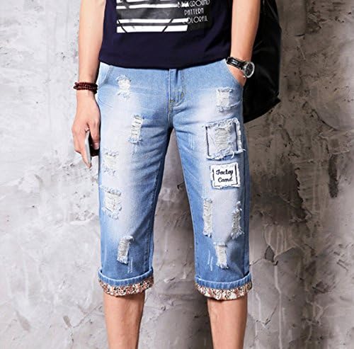 HZCX Fashion Men Summer Light Wood Blue Jeans Short Slort Shorts Denim