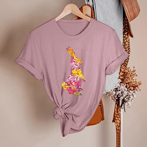 Camisa de páscoa para mulheres fofas de coelho de coelho de manga curta camiseta camiseta de coelho