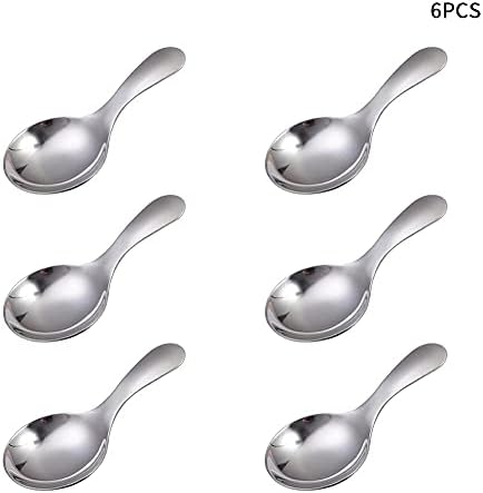 6pcs aço inoxidável colheres de maçaneta curta, 3,54x1.77 polegada de sobremesa redonda colheres de sorvete de colher de sorvete para cozinha para cozinha ou restaurante