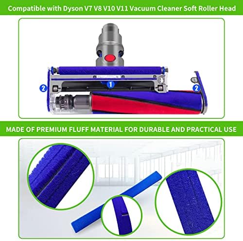 Substituição de tira de pelúcia macia tuvisin para Dyson V6 V7 V8 V10 V11 Cabeça de limpador de rolos macios, tira