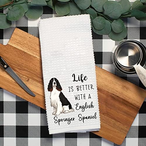 A vida é melhor com uma toalha de cozinha inglesa Springer Spaniel - Toalha de cozinha engraçada de cachorro - toalha