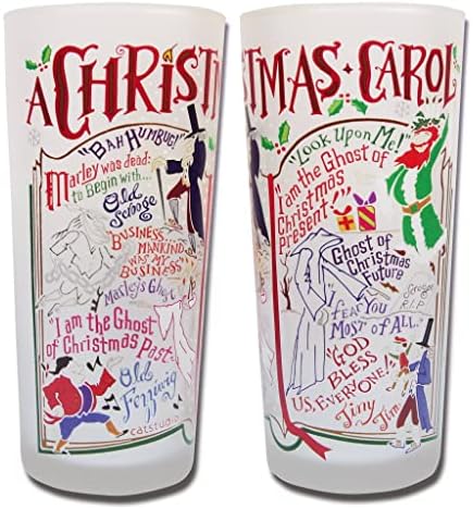Catstudio Christmas Carol Drinking Glass | Arte inspirada no Natal e férias impressa em uma xícara de gelo