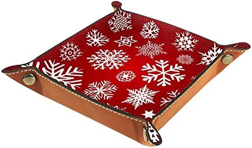 Dados de rolamento de rolamento Bandejas de jóias quadradas de couro e relógio, chave, moeda, caixa de armazenamento de doces Squoques de Natal Vermelho_mesa de Trabajo 1