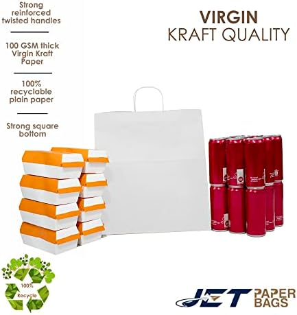 Sacos de papel a jato 15 ”x10” x15.75 ”Virgin Kraft Paper Sacos de presente com alças torcidas a granel. Ideal para DIY, negócios,