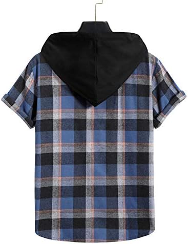 Moda Button Button Poliéster Top Men Men Hoodies Party Summer Summer Manga Camisa Cultura Encantada Camisa Gingham