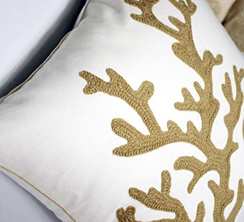 Capa de travesseiro de decoração náutica bordada dedopowaide, tampa de travesseiro de lona decorativa quadrada de 18 polegadas para o estilo náutico deco por