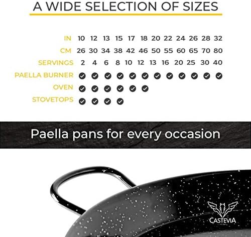 Paella Pan esmaltada aço carbono 32 polegadas / 80cm / até 40 porções / 4 alças