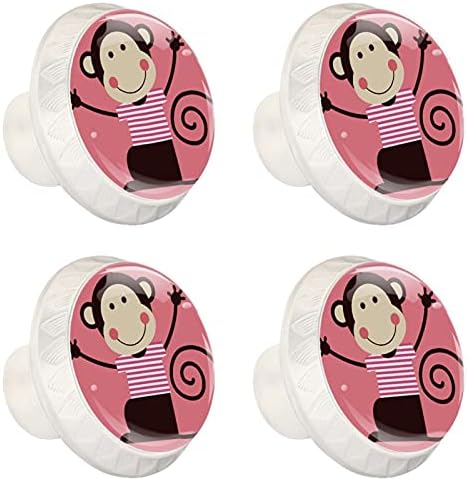 Botões de gaveta de cerveja para meninos maçaneta de cômoda de macaco de animais fofos botões de gabinete de vidro de cristal