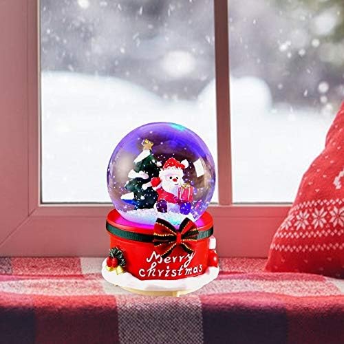 XJJZS Caixa de música de Natal Globe Music Box Dancing Snowflakes Snow Water Ball Crafts para Ação de Graças Aniversário