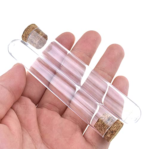 Acoeitl Tubos de teste de plástico transparente com tampas de cortiça Visibras visíveis Marca fácil 15x100mm 10ml