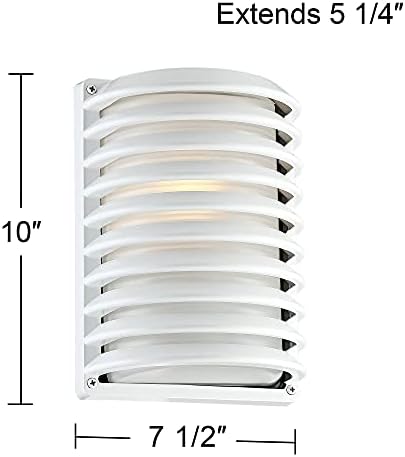 John Timberland White Grid Modern Industrial Outdoor Wall Feltures 10 Conjunto de 2 tonalidade de vidro fosco para o exterior do celeiro da casa do deck pátio do quintal do lado de fora da garagem para a porta da frente do jardim da frente para casa