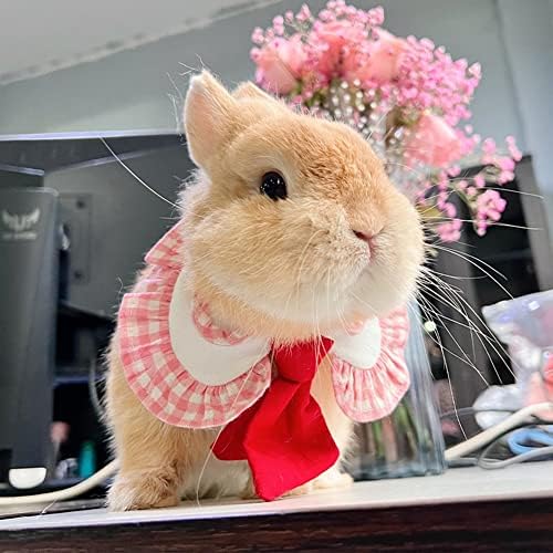 Bandana xadrez de colarinho de roupas de coelho com decoração de gravata Bibs ajustáveis ​​Lenço com fivela de segurança Caso de coelho de traje formal para coelhos gatos gatos de cachorro chinchilla chinchilla porquinho