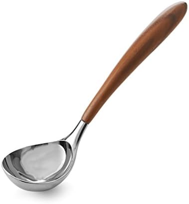 NAMBE Curvo Serviing Spoon | 13 polegadas Servindo colher para buffets, saladas e jantares | Feito de aço inoxidável e madeira