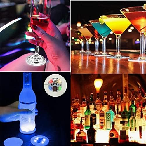 20pcs LED de montanha -russa Round Flash Cup Mat Stick Lights para garrafa de bebidas alcoólicas, festa de bebidas, festa de bar