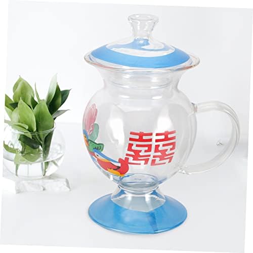 Yarnow Glass Spittoon Cup de café claro com tampas de copos de água vintage bebendo copos com tampas de canecas de água com tampa