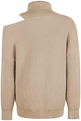 Camisolas para mulheres malha robusta de manga comprida Sweater Casual Turtleneck Cut Out Fit Fit Slouchy Jumper Tops