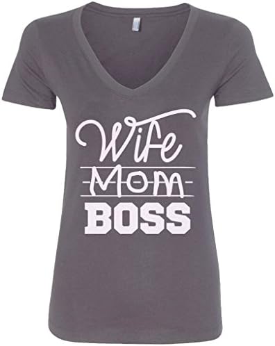 T-shirt de decote em V Threadrock Women's Womide Mom Boss