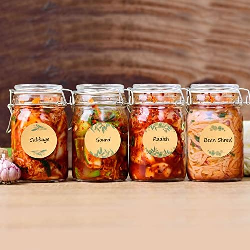 Fodeuxp 2 Jar Ensing Rótulos adesivos, adesivos de kraft marrom natural para frascos de pedreiro e tampas, etiquetas de presente, etiquetas de vela, etiquetas de garrafa, com 4 designs de padrões