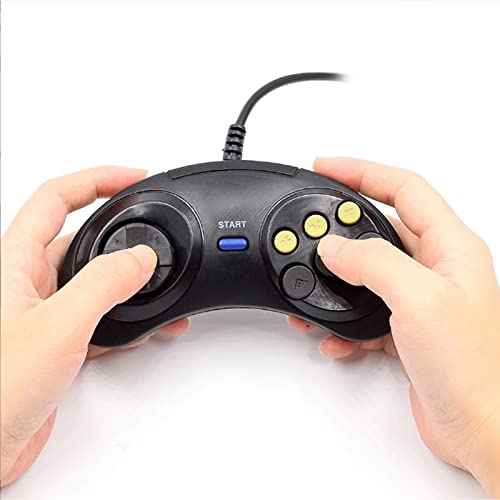 QBLAHIP 2PCS 6 Button Game Controller para Sega Genesis Black Adequado para o sistema Wega Genesis